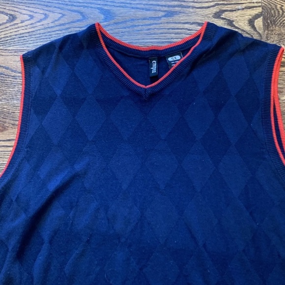 Empra Mens Diamond Blue Front Vest, Red Trim, Acrylic, Size 5X - Picture 2 of 8